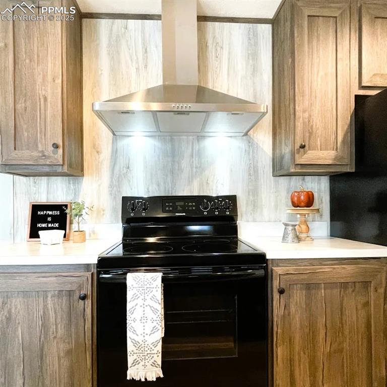 7490 Red Creek Springs Road Pueblo, CO 81005 - Photo 11 of 37 a kitchen with a stove and a white cabinet
