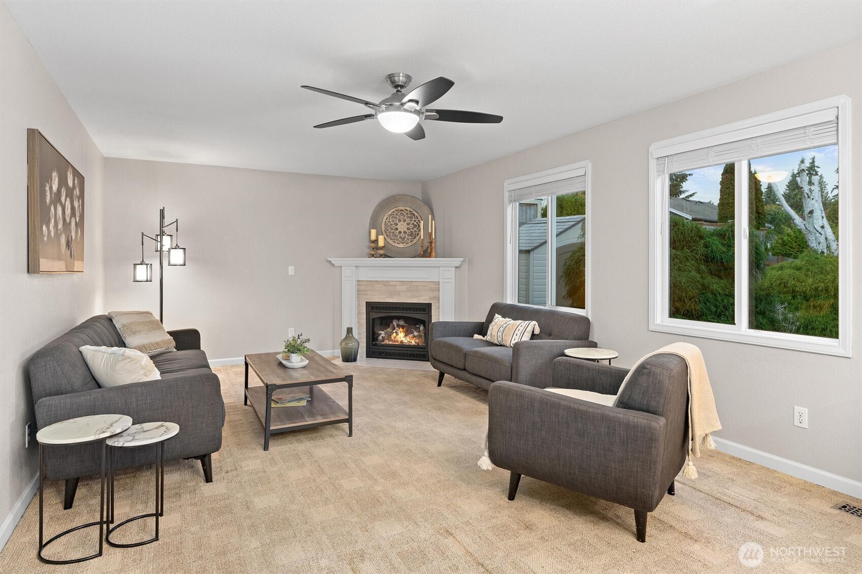 2525 113th Place Southeast Everett, WA 98208 - Photo 13 of 37 a living room with furniture and a fireplace