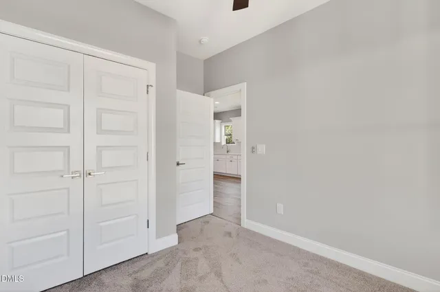 an empty room with closet