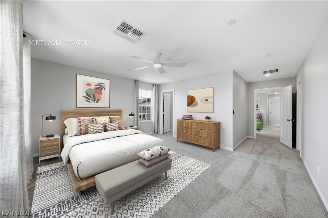3564 Credere Lane Henderson, NV 89074 - Photo 3 of 40 Bedroom with carpet floors and a ceiling fan