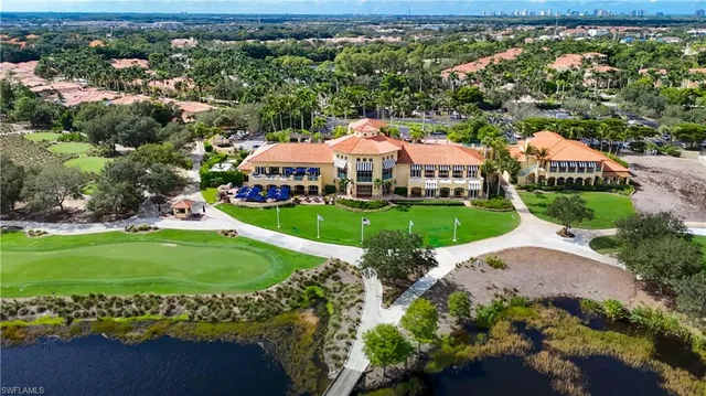 an aerial view of a house with garden