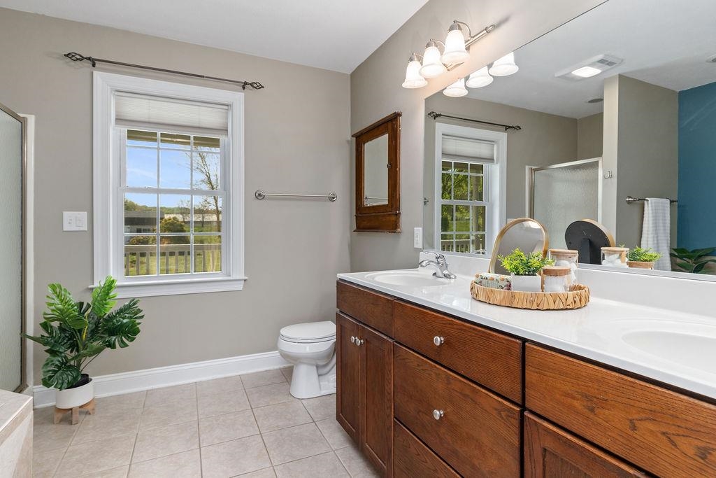 1916 Tinkling Spring Road Stuarts Draft, VA 24477 - Photo 43 of 66 a bathroom with a granite countertop sink a large mirror and a window