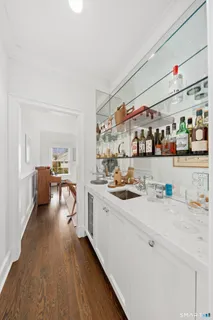 a view of a kitchen and living room