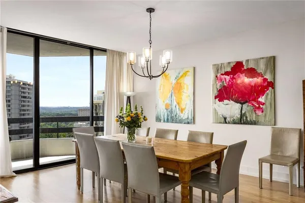 a view of a dining room and livingroom view