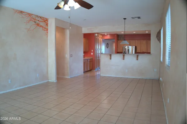 a view of a livingroom with a chandelier