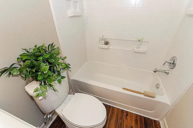 a bathroom with a toilet a sink and a bathtub