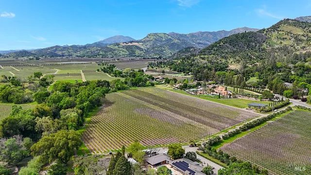 a view of a lake with a mountain in the background