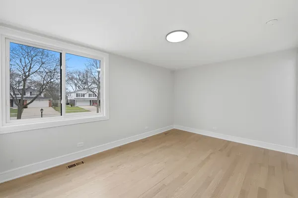 a view of a room with a window