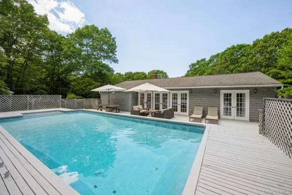 an outdoor space with patio