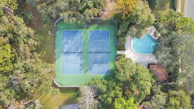 an aerial view of a house