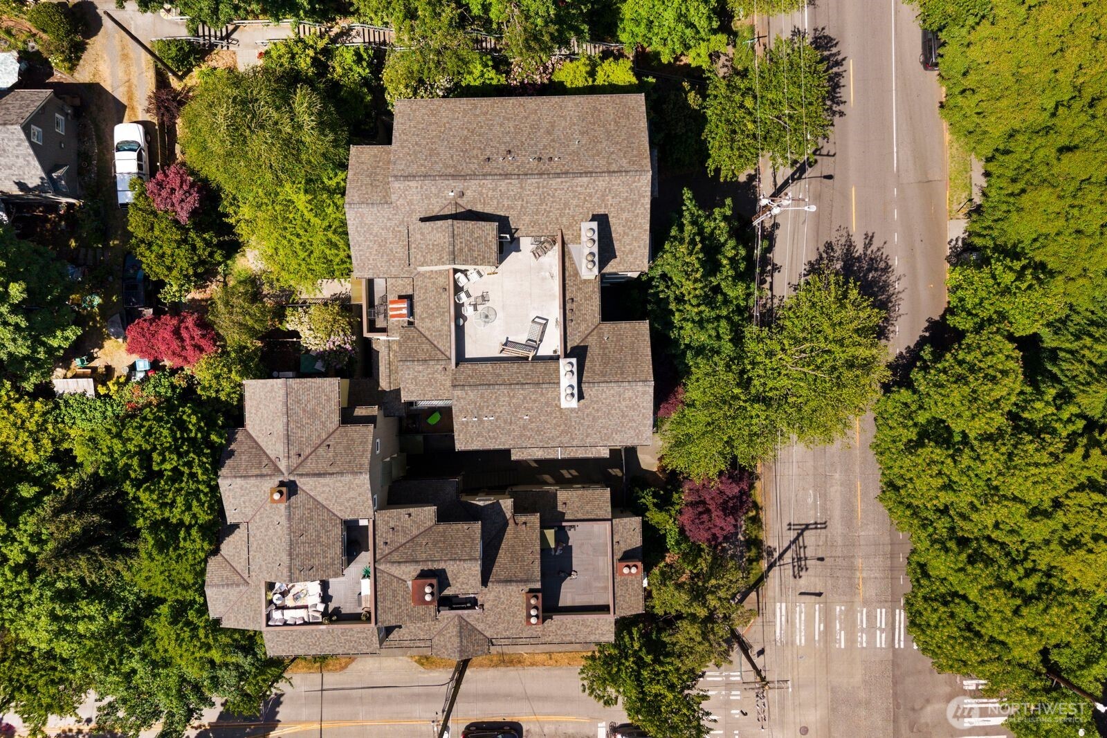 3901 Fremont Avenue North, Unit 202 Seattle, WA 98103 - Photo 19 of 23 an aerial view of multiple house with outdoor space