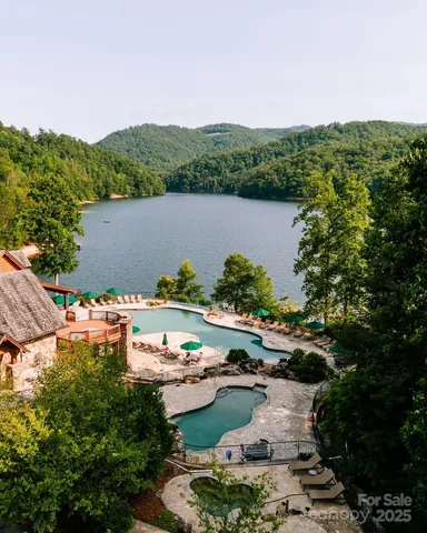 a view of lake with mountain