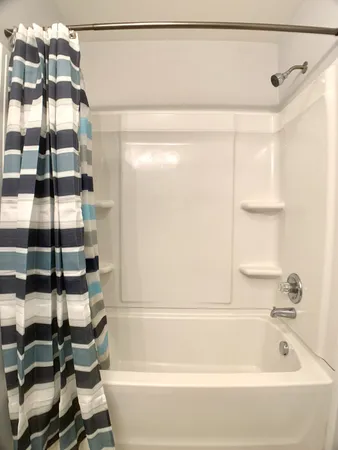 a bathroom with a bathtub