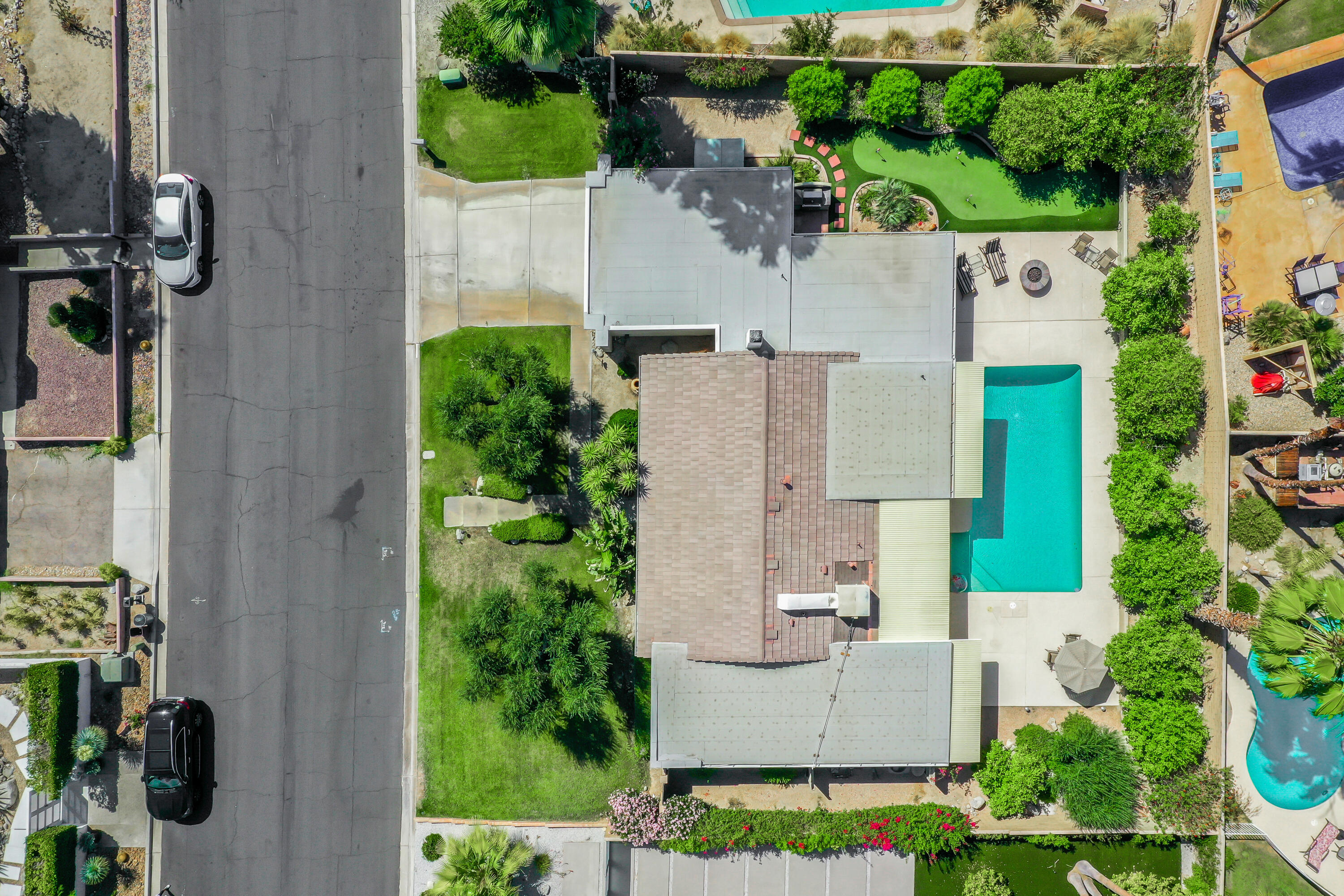 71601 Halgar Road Rancho Mirage, CA 92270 - Photo 2 of 35 an aerial view of a house with outdoor space and street view