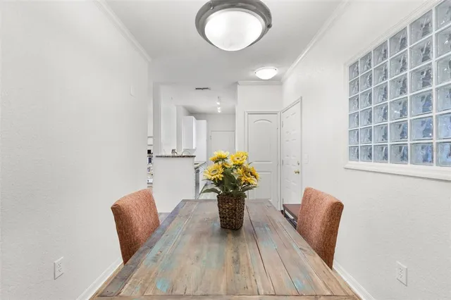 a view of kitchen with furniture and a potted plant