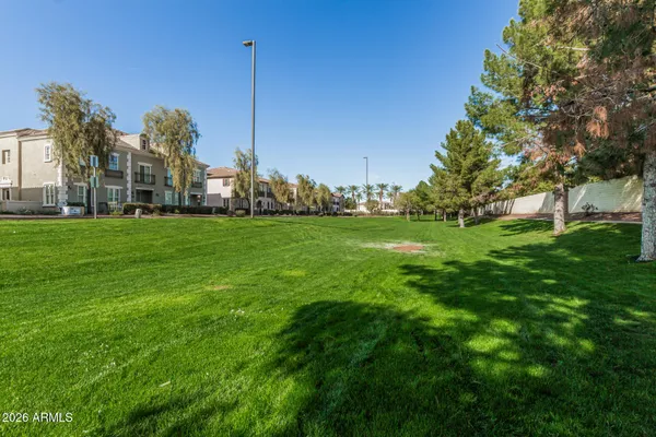 a lake view with a garden