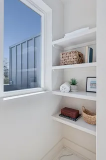 a view of an empty walk in closet