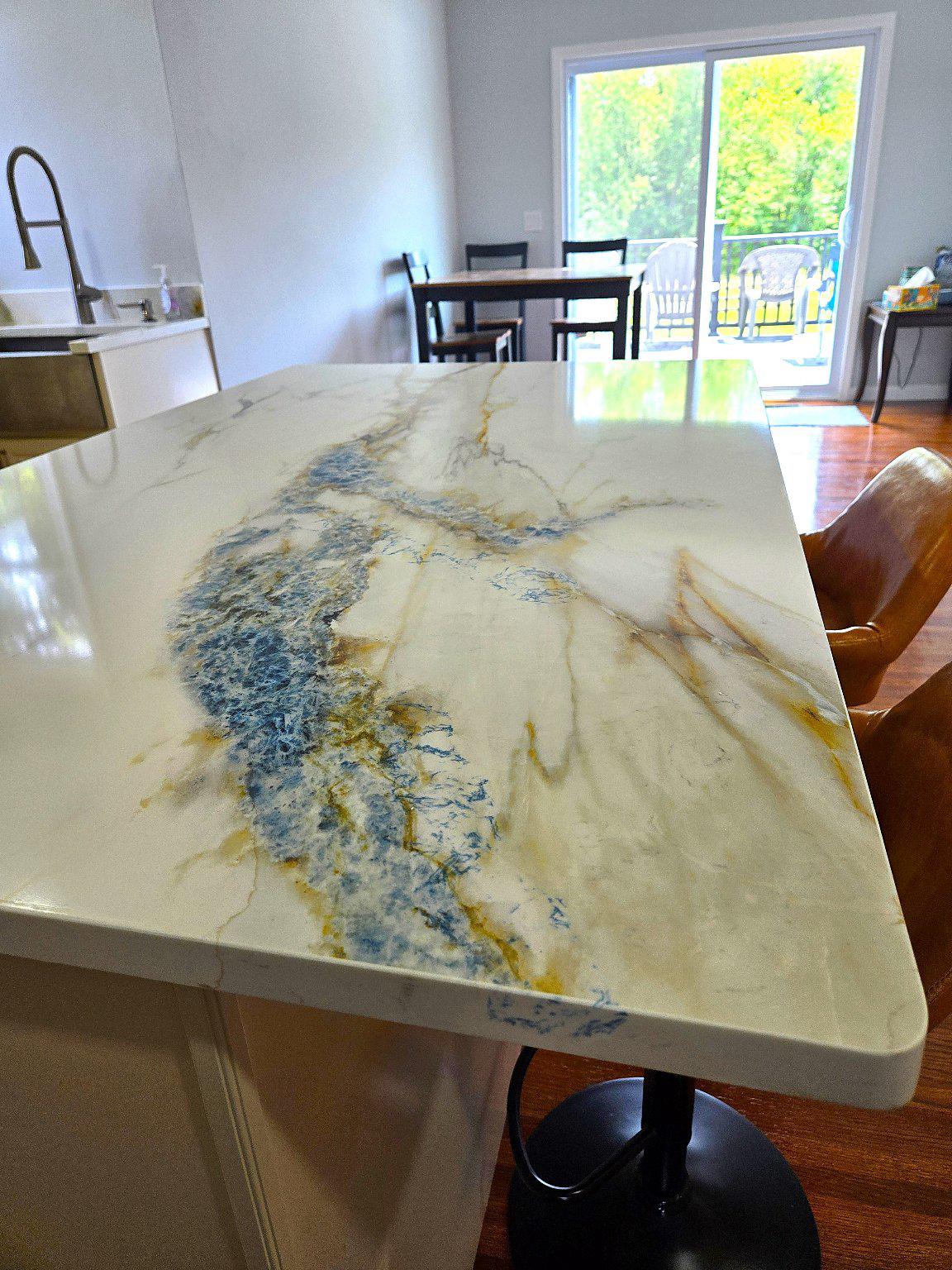126 Blackwell Road Pennington, NJ 08534 - Photo 9 of 14 Imported quartz kitchen Island with vibrant veins.