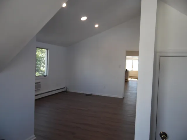 a balcony with a bench