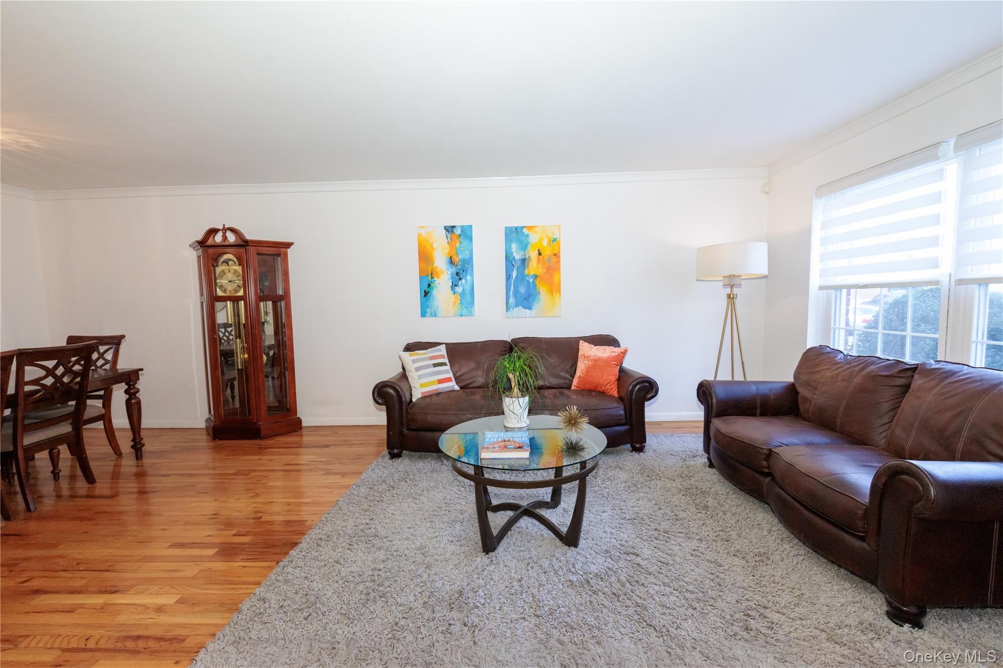 678 Front Street, Unit E Hempstead, NY 11550 - Photo 2 of 22 Living area with light wood finished floors and ornamental molding