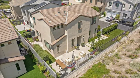 aerial view of a house with large windows