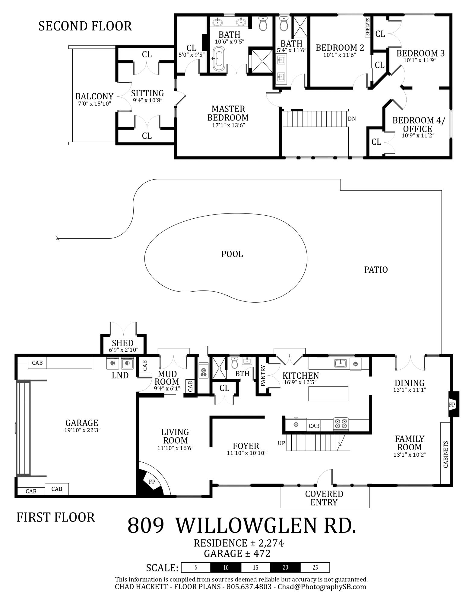 809 Willowglen Road Santa Barbara, CA 93105 - Photo 49 of 49 Floor Plan - 809 Willowglen Rd