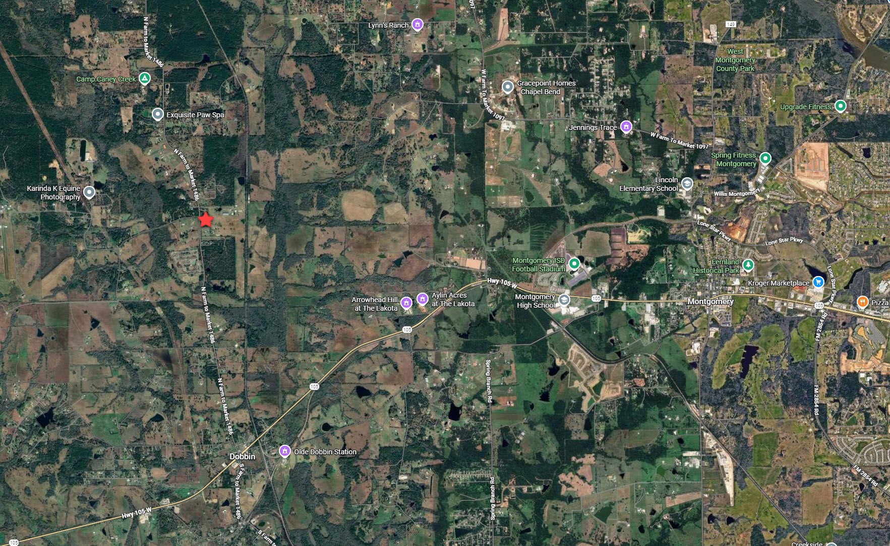 1486 North Rd Montgomery Tx 77356 Road Montgomery, TX 77356 - Photo 7 of 7 a view of a city with lush green forest