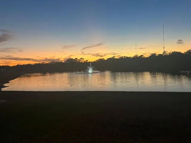 a view of a lake from a yard