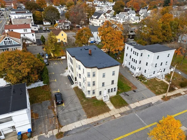 an aerial view of a residential houses