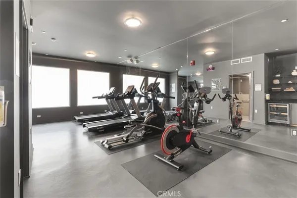 a view of a room with gym equipment