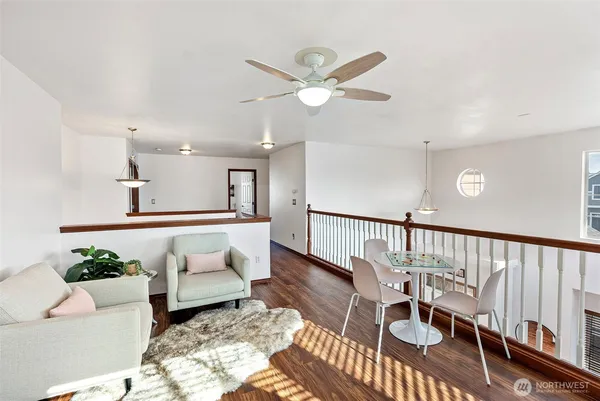 a living room with furniture