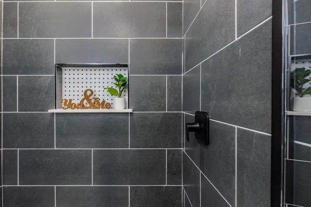 a bathroom with a shower