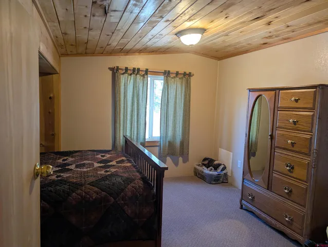 a bedroom with a bed and a closet