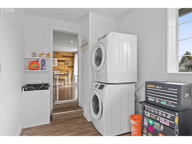 a utility room with dryer and washer