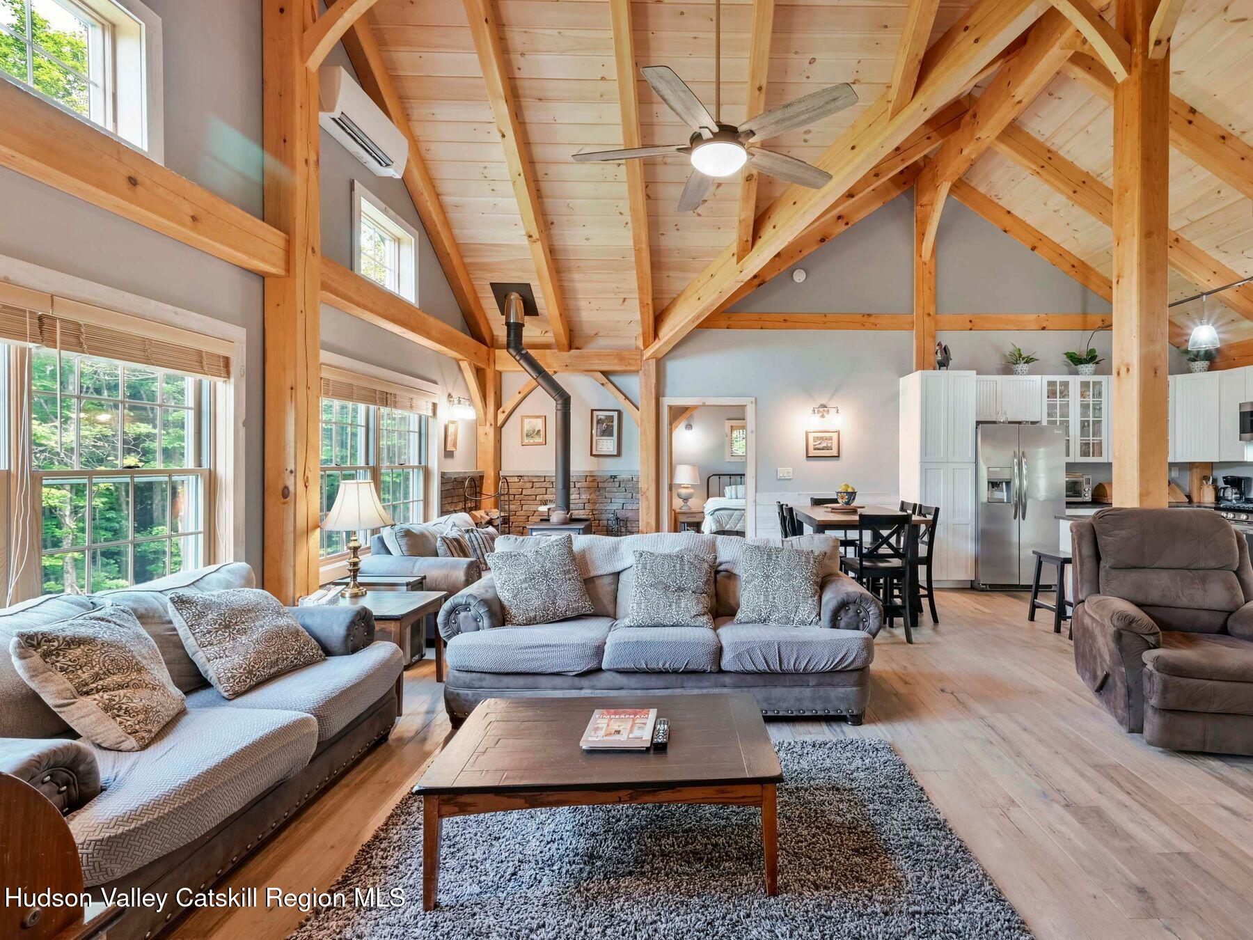 10 County Road Windham, NY 12496 - Photo 6 of 43 a living room with furniture a table and large windows