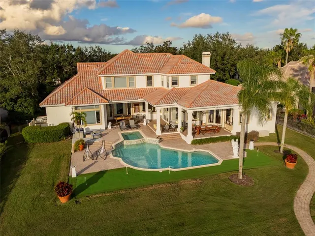an aerial view of a house