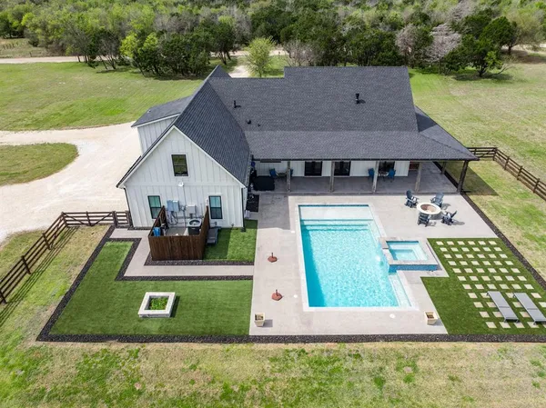 an aerial view of a house