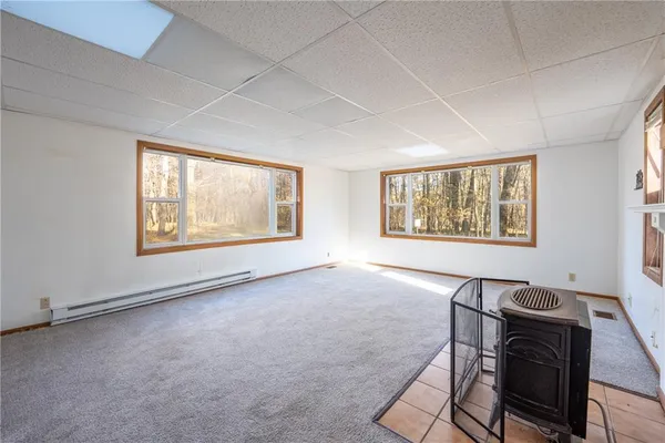 an empty room with windows