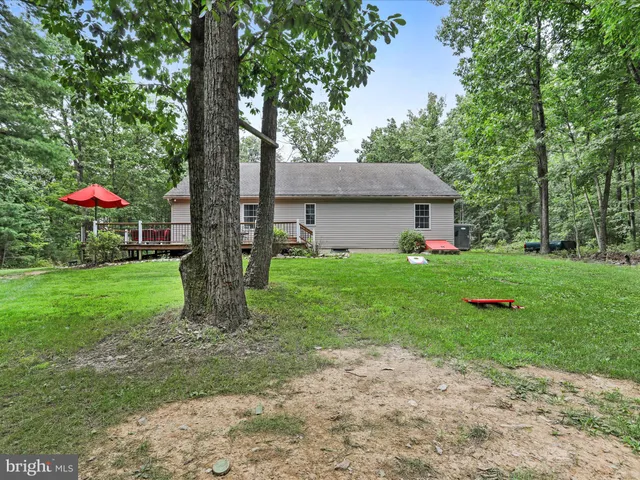 a view of a green field with lots of bushes