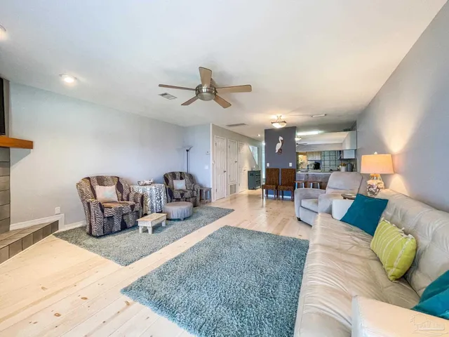 a living room with furniture