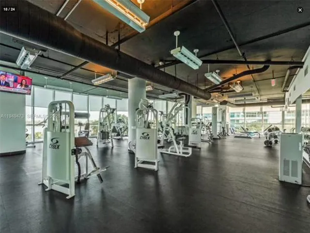 a view of a room with gym equipment