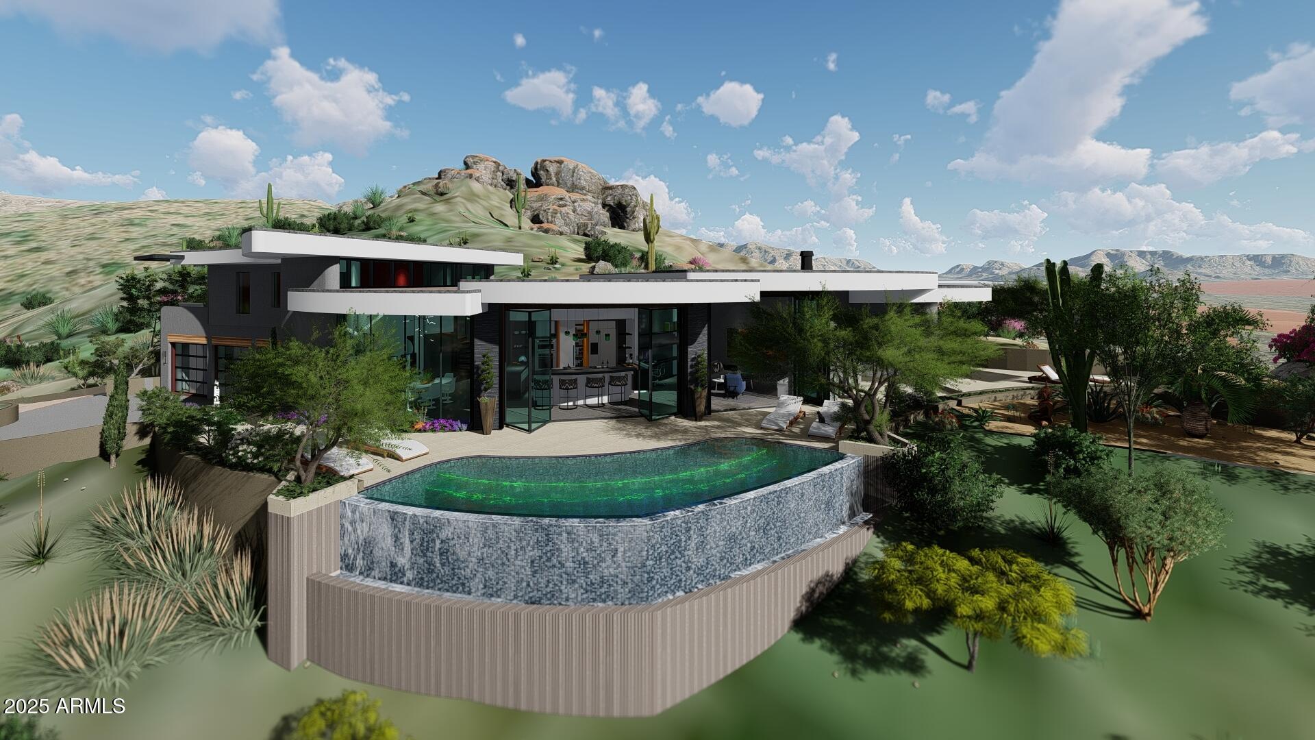 11198 East Sunset Peak Road, Unit 5 Gold Canyon, AZ 85118 - Photo 12 of 28 a view of a house with a garden and swimming pool