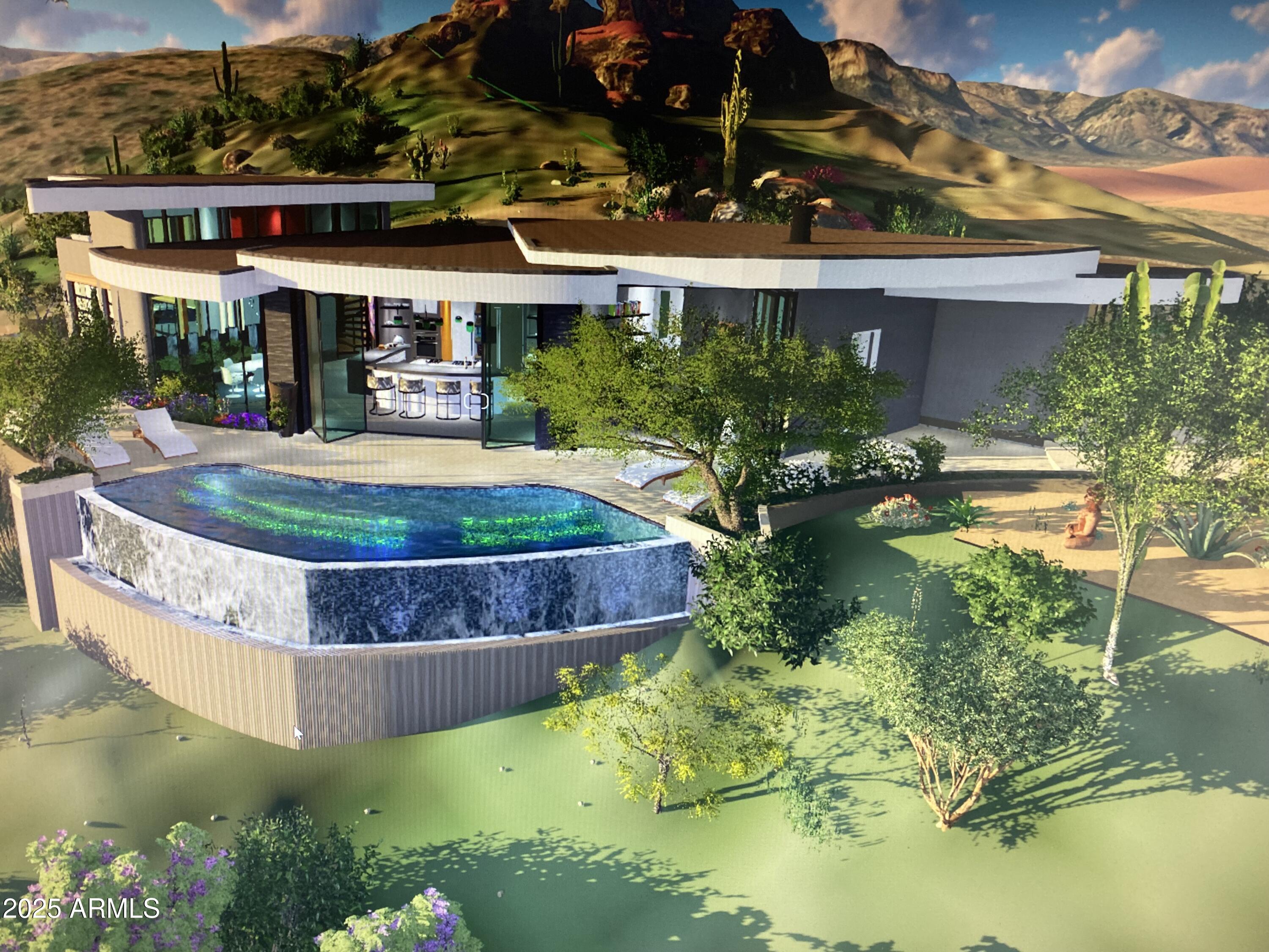 11198 East Sunset Peak Road, Unit 5 Gold Canyon, AZ 85118 - Photo 14 of 28 a view of a house with swimming pool and a yard