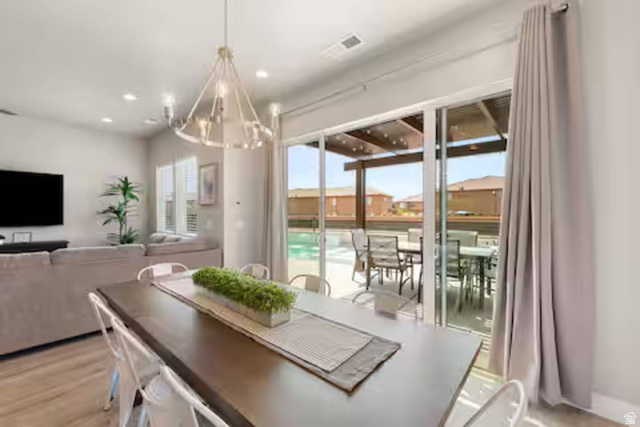 2600 Ocotillo Way, Unit 56 Santa Clara, UT 84765 - Photo 6 of 33 Dining room with a chandelier, recessed lighting, and light wood finished floors