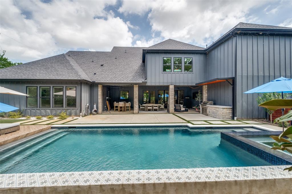 1459 Sunset Pt Drive Flower Mound, TX 75022 - Photo 28 of 38 a swimming pool with outdoor seating and yard