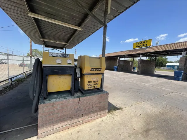 a view of a building with a tv