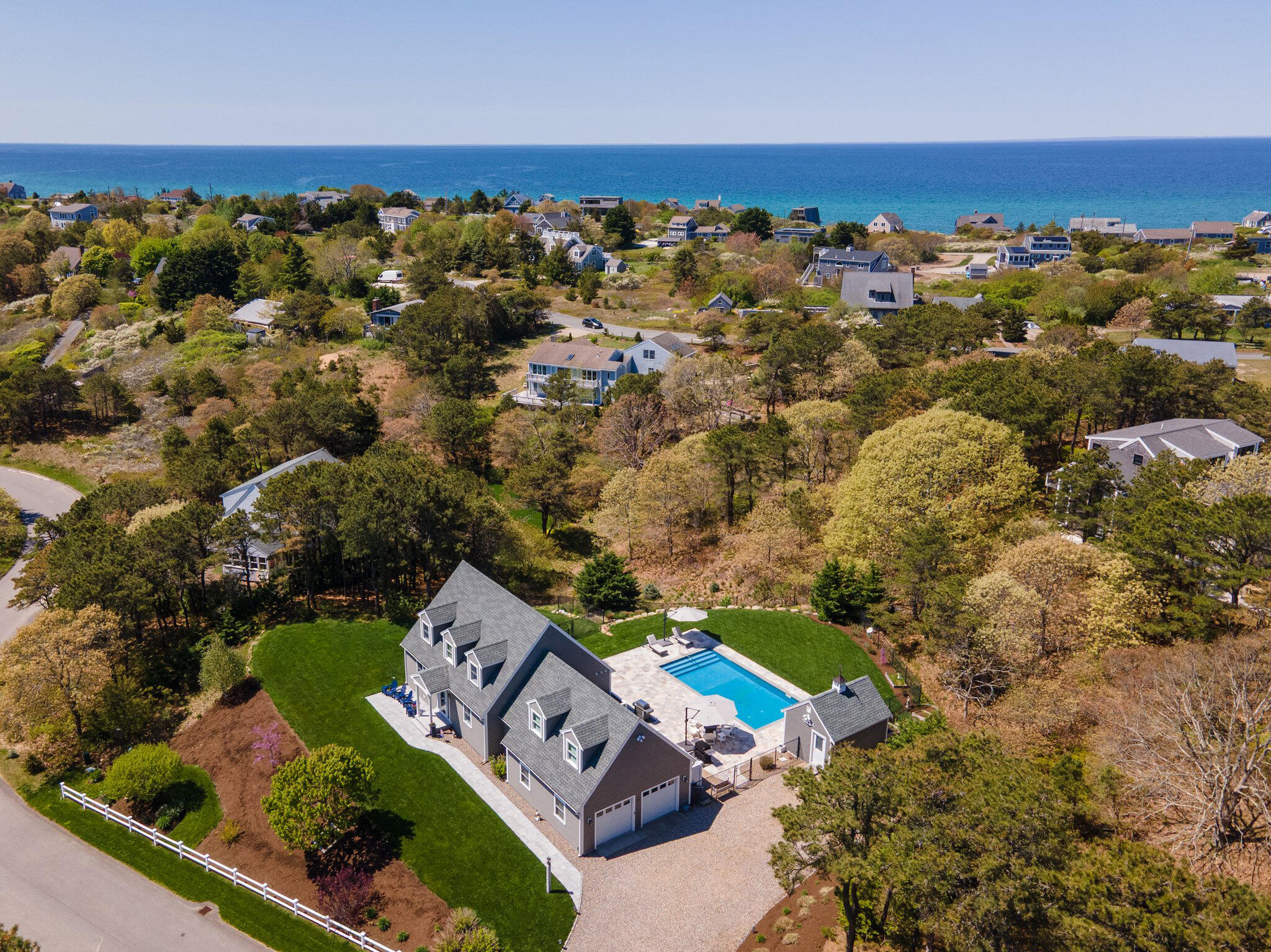 an aerial view of multiple house