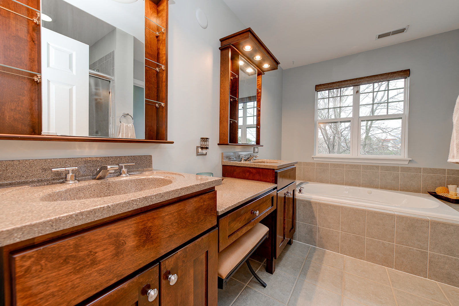 866 Deer Path Drive Antioch, IL 60002 - Photo 19 of 28 a bathroom with a granite countertop sink and a bathtub