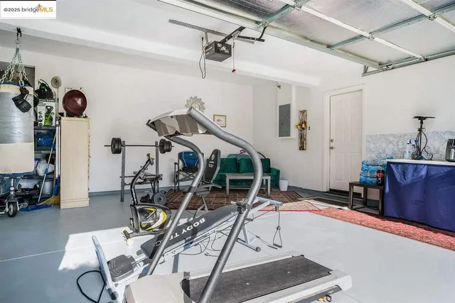 a room with gym equipment