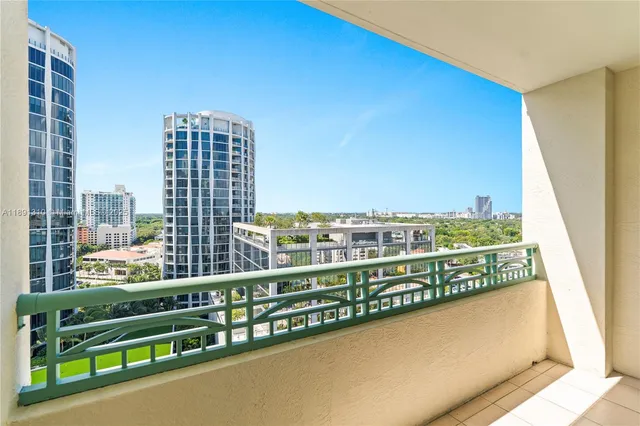 a view of city from a balcony